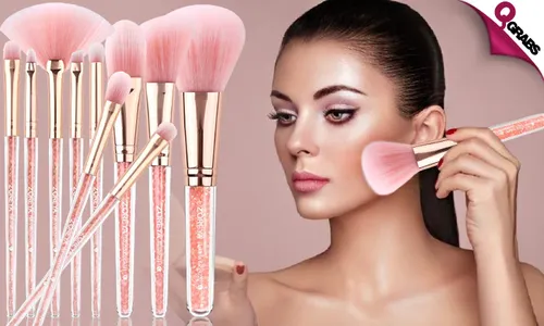 10-Piece Crystal Makeup Brush Set!
